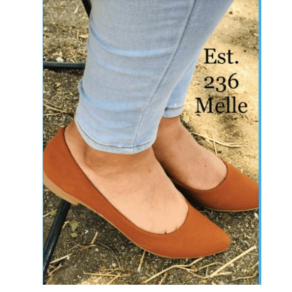 Balerina Style Shoes for Women, Made in Suede in Camel Color
